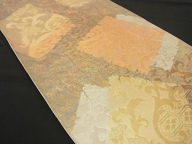 平和屋着物■六通柄袋帯 色紙重ね花唐草文 金銀糸 逸品 n-by2326