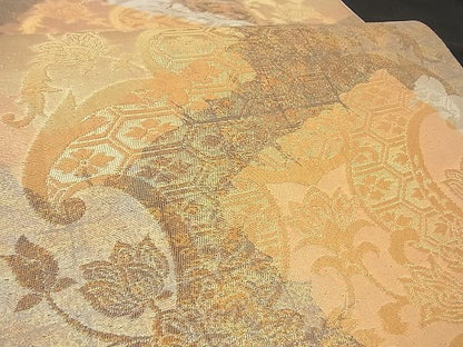 平和屋着物■六通柄袋帯 色紙重ね花唐草文 金銀糸 逸品 n-by2326
