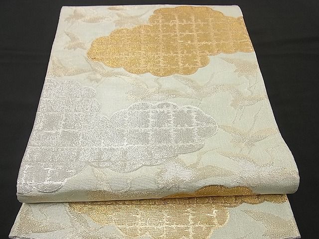平和屋着物■六通柄袋帯 雲取り飛鶴文 金銀糸 逸品 n-by2327