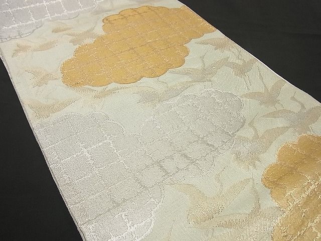 平和屋着物■六通柄袋帯 雲取り飛鶴文 金銀糸 逸品 n-by2327