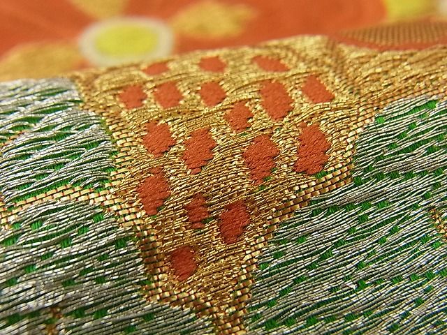 平和屋着物■六通柄袋帯 唐織 吉祥花文 金銀糸 逸品 n-by2328