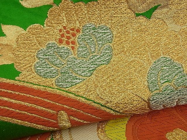 平和屋着物■六通柄袋帯 唐織 吉祥花文 金銀糸 逸品 n-by2328