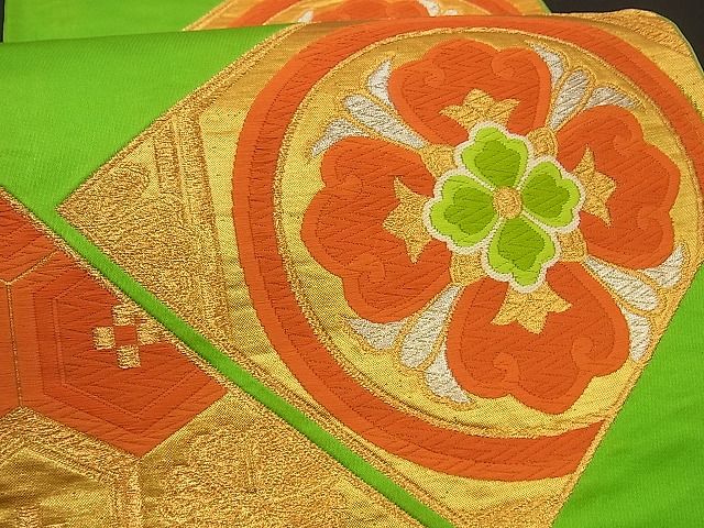 平和屋着物■六通柄袋帯 唐織 吉祥草花文 金銀糸 逸品 n-by2336