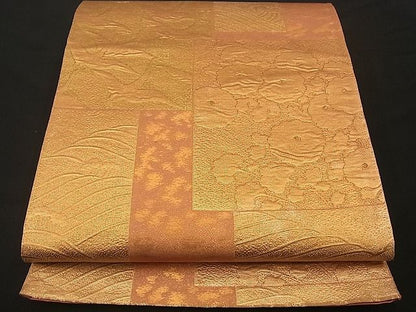 平和屋着物■六通柄袋帯 色紙重ね飛鶴文 金糸 逸品 n-by2354
