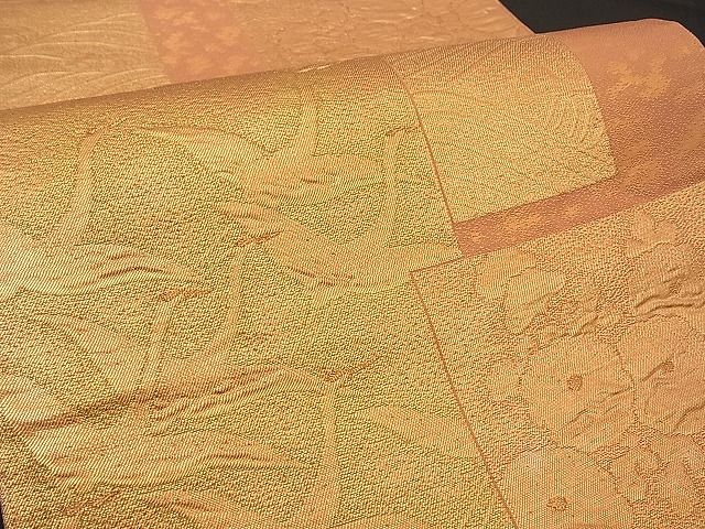 平和屋着物■六通柄袋帯 色紙重ね飛鶴文 金糸 逸品 n-by2354