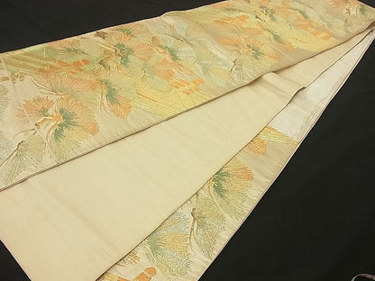 平和屋着物■六通柄袋帯　渡橋松葉文　金銀糸　逸品　n-by2385