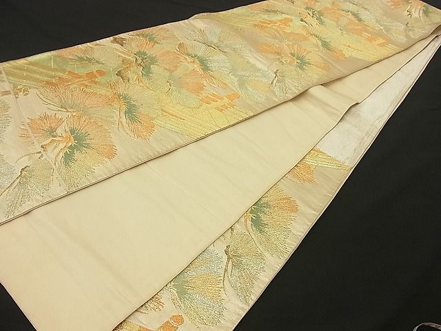 平和屋着物■六通柄袋帯　渡橋松葉文　金銀糸　逸品　n-by2385
