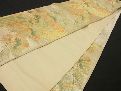 平和屋着物■六通柄袋帯　渡橋松葉文　金銀糸　逸品　n-by2385