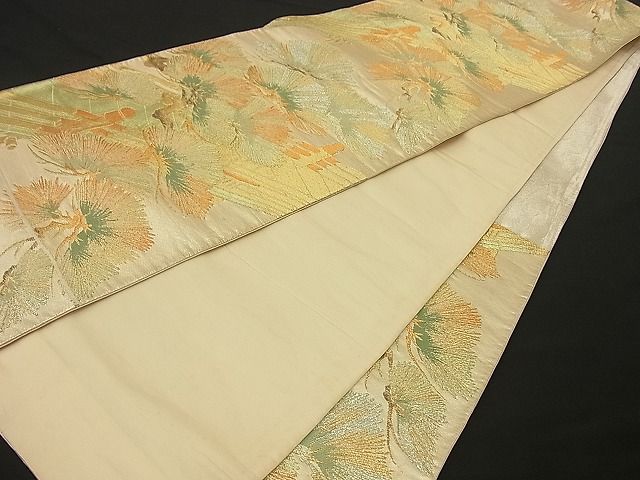 平和屋着物■六通柄袋帯　渡橋松葉文　金銀糸　逸品　n-by2385