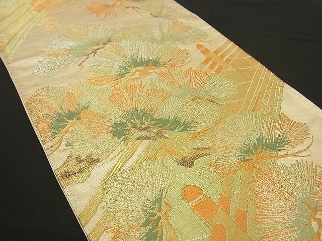 平和屋着物■六通柄袋帯　渡橋松葉文　金銀糸　逸品　n-by2385