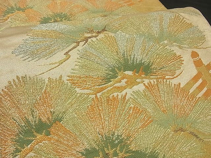 平和屋着物■六通柄袋帯　渡橋松葉文　金銀糸　逸品　n-by2385