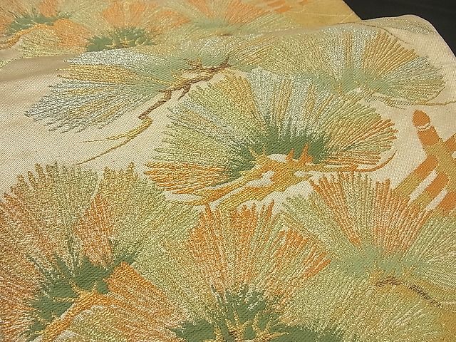 平和屋着物■六通柄袋帯　渡橋松葉文　金銀糸　逸品　n-by2385