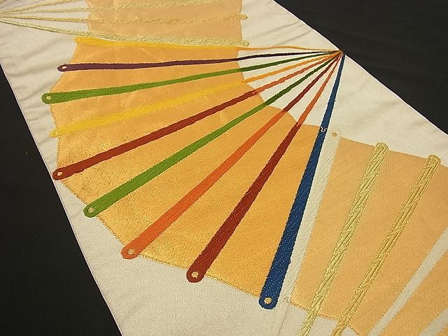 平和屋着物■六通柄袋帯 扇面吉祥文 金銀糸 逸品 n-by2391