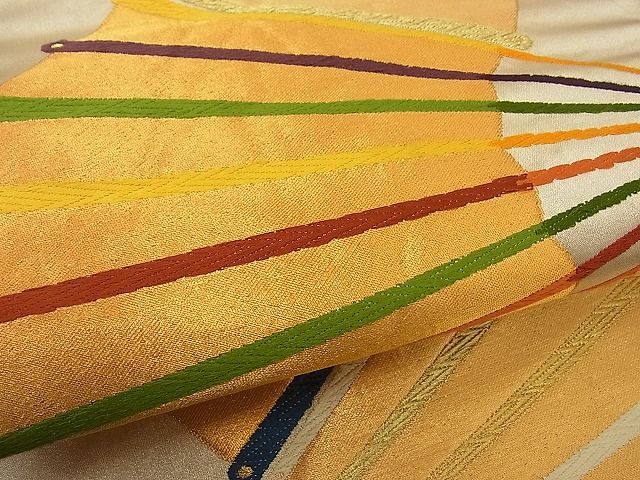 平和屋着物■六通柄袋帯 扇面吉祥文 金銀糸 逸品 n-by2391