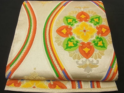 平和屋着物■六通柄袋帯 唐織 立涌花文 金銀糸 逸品 n-by2394