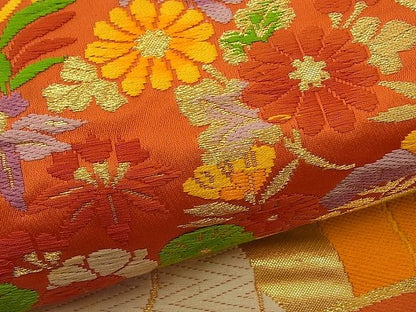 平和屋着物■六通柄袋帯 唐織 花青海波 金銀糸 逸品 n-by2400