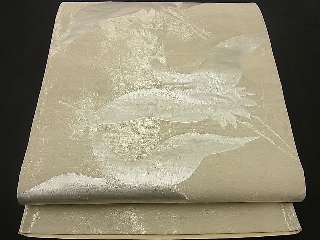 平和屋着物■六通柄袋帯 飛鶴文 銀糸 逸品 n-by2402