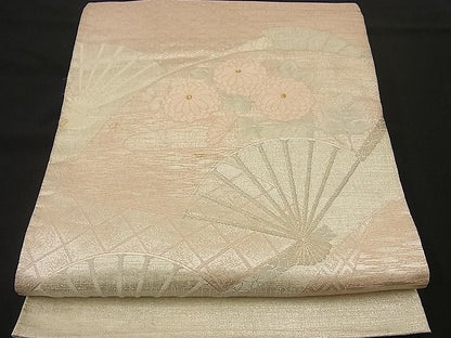平和屋着物■太鼓柄袋帯 唐織 扇面菊文 金銀糸 逸品 n-by2408