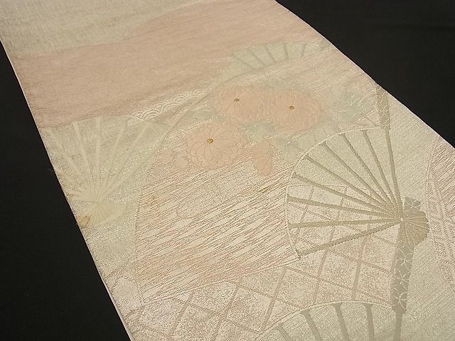 平和屋着物■太鼓柄袋帯 唐織 扇面菊文 金銀糸 逸品 n-by2408