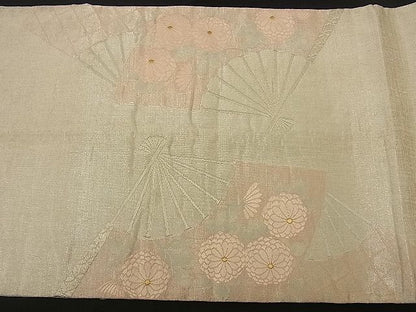 平和屋着物■太鼓柄袋帯 唐織 扇面菊文 金銀糸 逸品 n-by2408