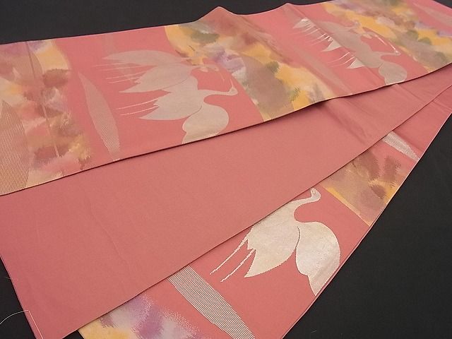 平和屋着物■六通柄袋帯 群鶴文 金銀糸 逸品 n-by2760