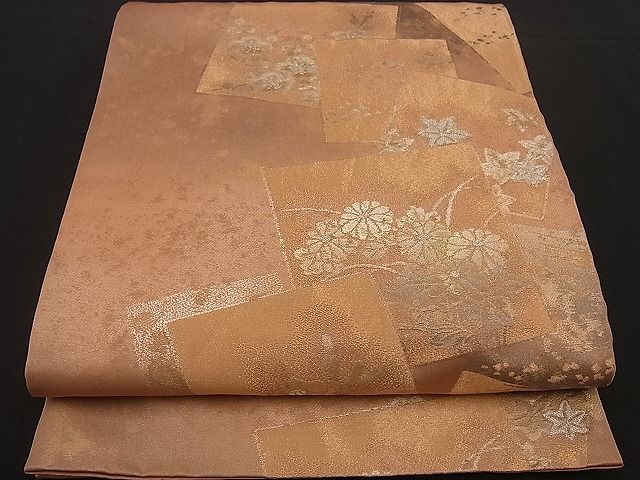 平和屋着物■六通柄袋帯 色紙重ね草花文 金銀糸 逸品 n-by2766