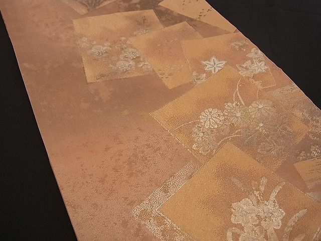 平和屋着物■六通柄袋帯 色紙重ね草花文 金銀糸 逸品 n-by2766