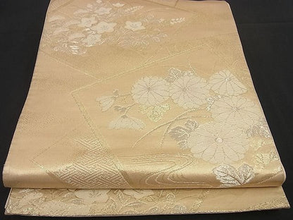 平和屋着物■六通柄袋帯 唐織 色紙重ね草花文 金銀糸 逸品 n-by2776