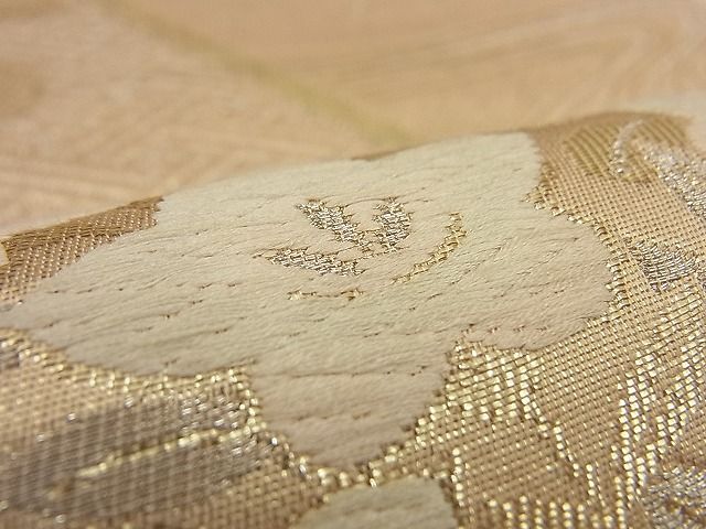 平和屋着物■六通柄袋帯 唐織 色紙重ね草花文 金銀糸 逸品 n-by2776