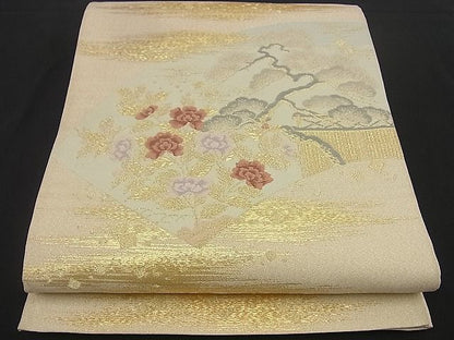 平和屋着物■太鼓柄袋帯 地紙松花文 金糸 逸品 n-by2782