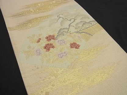 平和屋着物■太鼓柄袋帯 地紙松花文 金糸 逸品 n-by2782