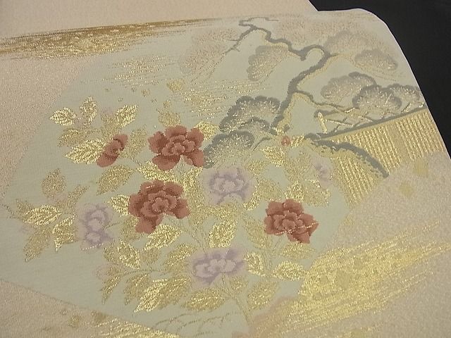 平和屋着物■太鼓柄袋帯 地紙松花文 金糸 逸品 n-by2782