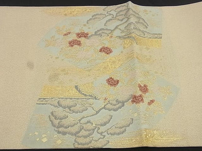 平和屋着物■太鼓柄袋帯 地紙松花文 金糸 逸品 n-by2782