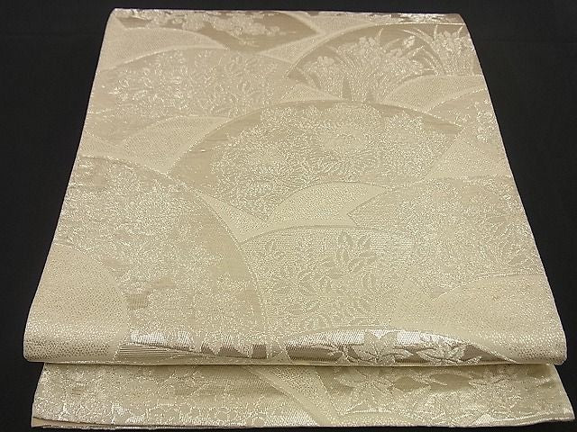平和屋着物■六通柄袋帯 地紙草花文 銀糸 逸品 n-by2822