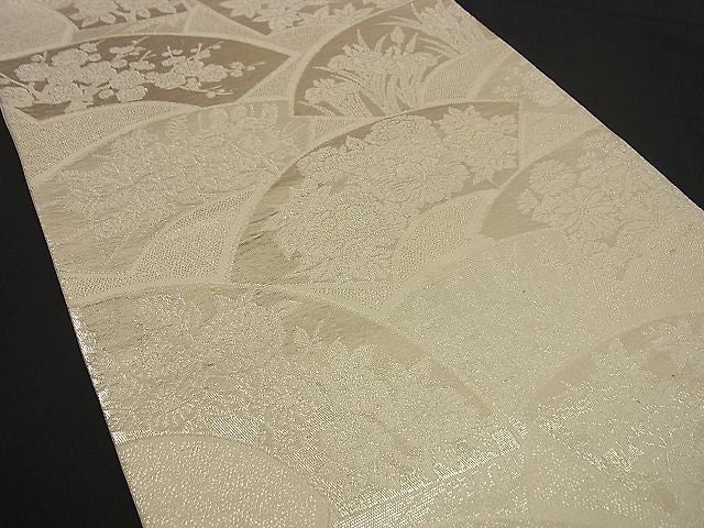 平和屋着物■六通柄袋帯 地紙草花文 銀糸 逸品 n-by2822