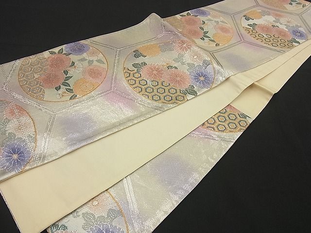 平和屋着物■六通柄袋帯 亀甲花丸文 金銀糸 逸品 n-by2824