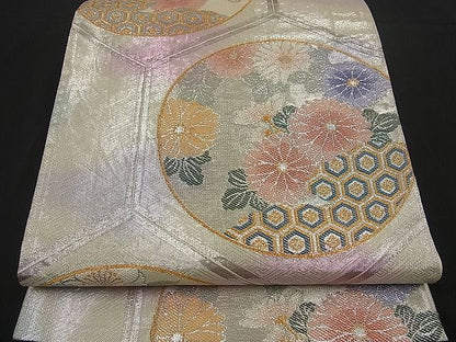 平和屋着物■六通柄袋帯 亀甲花丸文 金銀糸 逸品 n-by2824