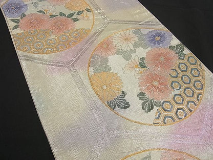 平和屋着物■六通柄袋帯 亀甲花丸文 金銀糸 逸品 n-by2824