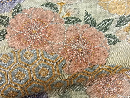 平和屋着物■六通柄袋帯 亀甲花丸文 金銀糸 逸品 n-by2824