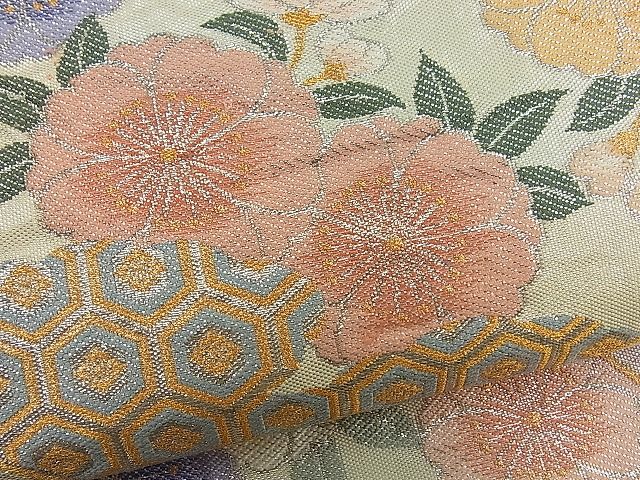 平和屋着物■六通柄袋帯 亀甲花丸文 金銀糸 逸品 n-by2824