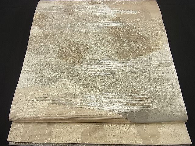 平和屋着物■六通柄袋帯 本手織 遠山霞箔散らし 銀糸 逸品 n-by2890