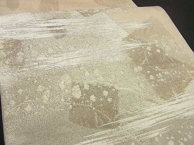 平和屋着物■六通柄袋帯 本手織 遠山霞箔散らし 銀糸 逸品 n-by2890