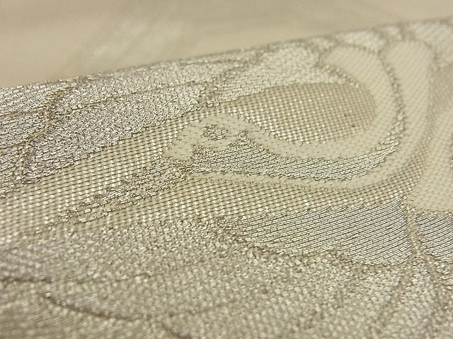 平和屋着物■六通柄袋帯 向かい鶴蜀江文 銀糸 逸品 n-by2891