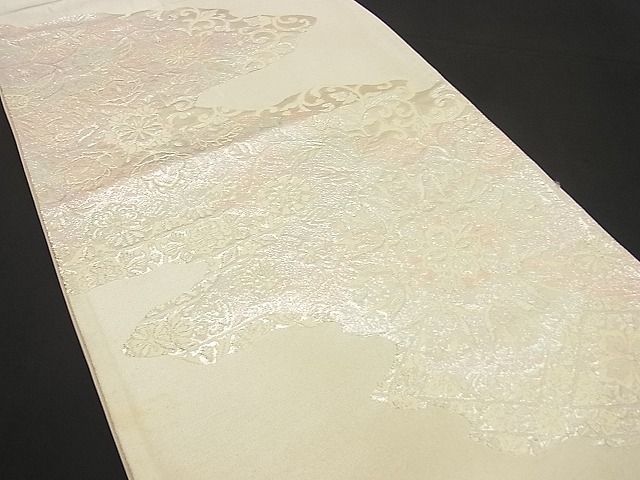平和屋着物■六通柄袋帯 唐織 道長吉祥花文 銀糸 逸品 n-by2893
