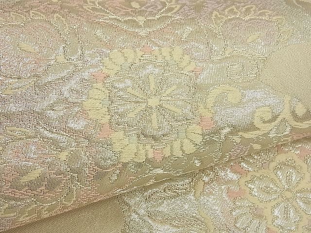 平和屋着物■六通柄袋帯 唐織 道長吉祥花文 銀糸 逸品 n-by2893