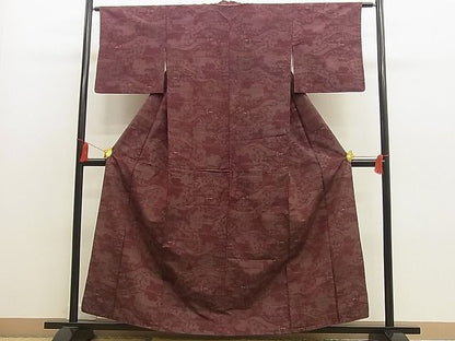 平和屋着物■上質な紬　流水草葉文　逸品　n-by3051