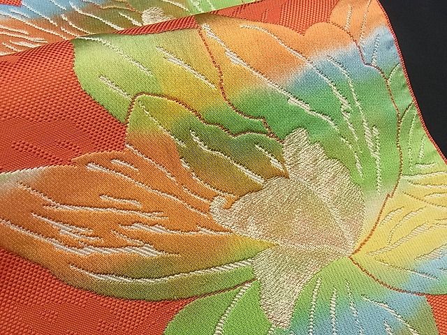 平和屋着物■八寸名古屋帯 刺繍 花文 金糸 逸品 ca3451