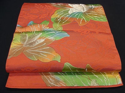 平和屋着物■八寸名古屋帯 刺繍 花文 金糸 逸品 ca3451