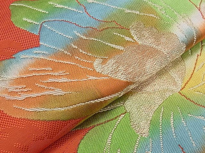 平和屋着物■八寸名古屋帯 刺繍 花文 金糸 逸品 ca3451