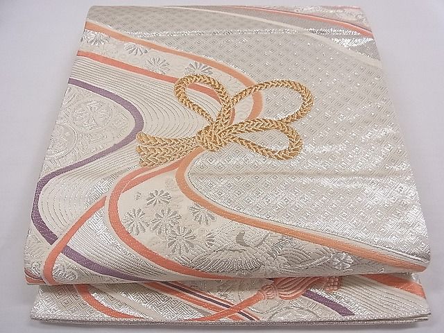 平和屋着物■六通柄袋帯 唐織 結び紐吉祥文 金銀糸 逸品 ca3806